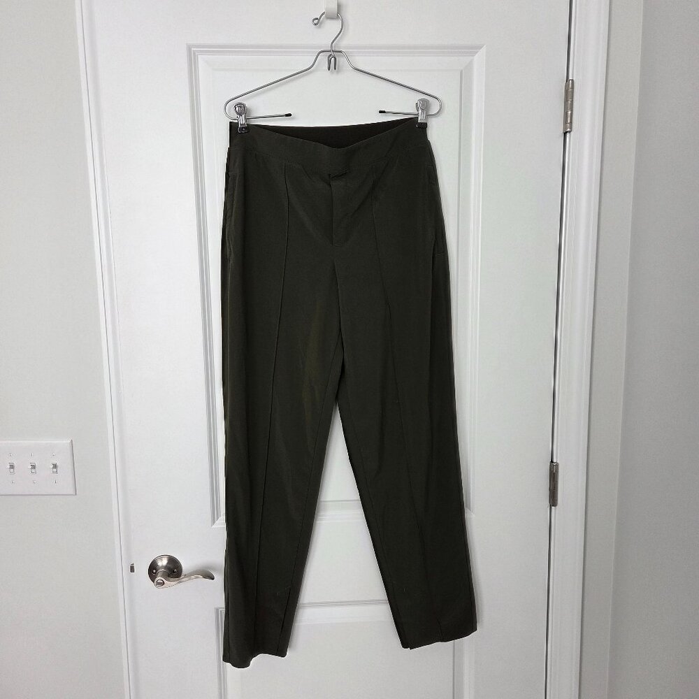Athleta Pants Elastic Waist relaxed Leg Zip Pockets Athleisure Green Women 6